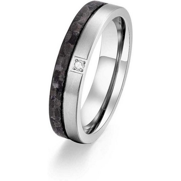 Adam & Eve Trauring Carbon/Titan - Eheringe, Partnerringe "AEC53W" mit Zirkonia