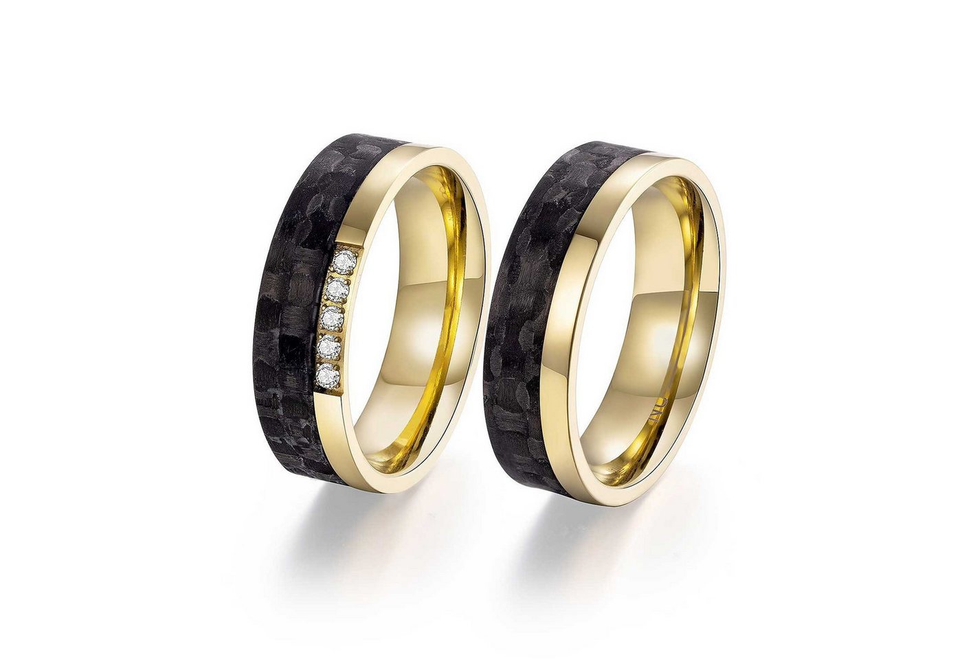 Adam & Eve Trauring Carbon/Titan - Eheringe, Partnerringe "AEC52M" ohne & mit Zirkonia – Bild 2 von 3
