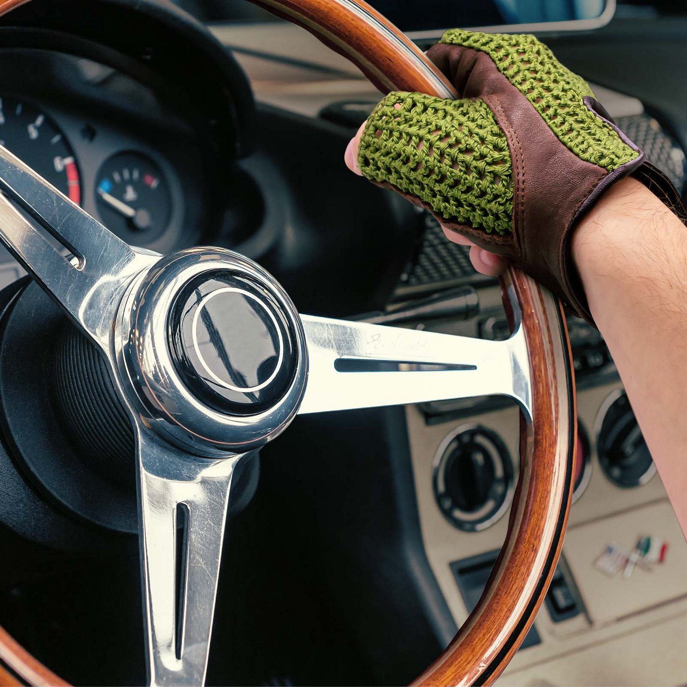 Adapter Universe Lederhandschuhe Autofahrer Handschuhe Retro Vintage Leder Fingerlose Fahrerhandschuhe – Bild 4 von 5