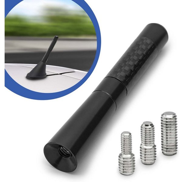 Adapter Universe Universal 9cm Auto Kurz Stab Dach Antenne Radio Carbon Design KFZ PKW Stabantenne