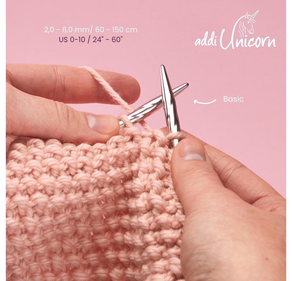 addi Rundstricknadeln addiUnicorn Basic Metall Rundstricknadeln, Länge 60 - 150 cm, Stricknadel in Wellenform in verschiedenen Stärken, Rundstricknadel, Metall, – Bild 4 von 5