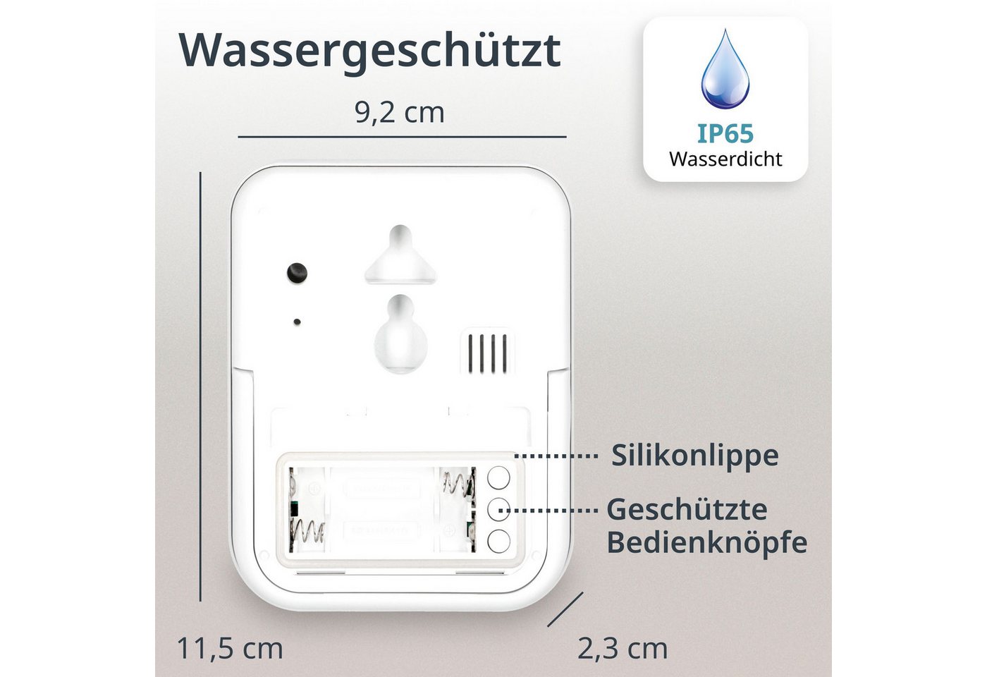ADE Badezimmeruhr Duschuhr, IP65 wasserdicht, mit Duschtimer, Thermometer & Hygrometer (Baduhr mit Countdown, Uhrzeit & Datum, inkl. AAA Batterien) – Bild 4 von 5