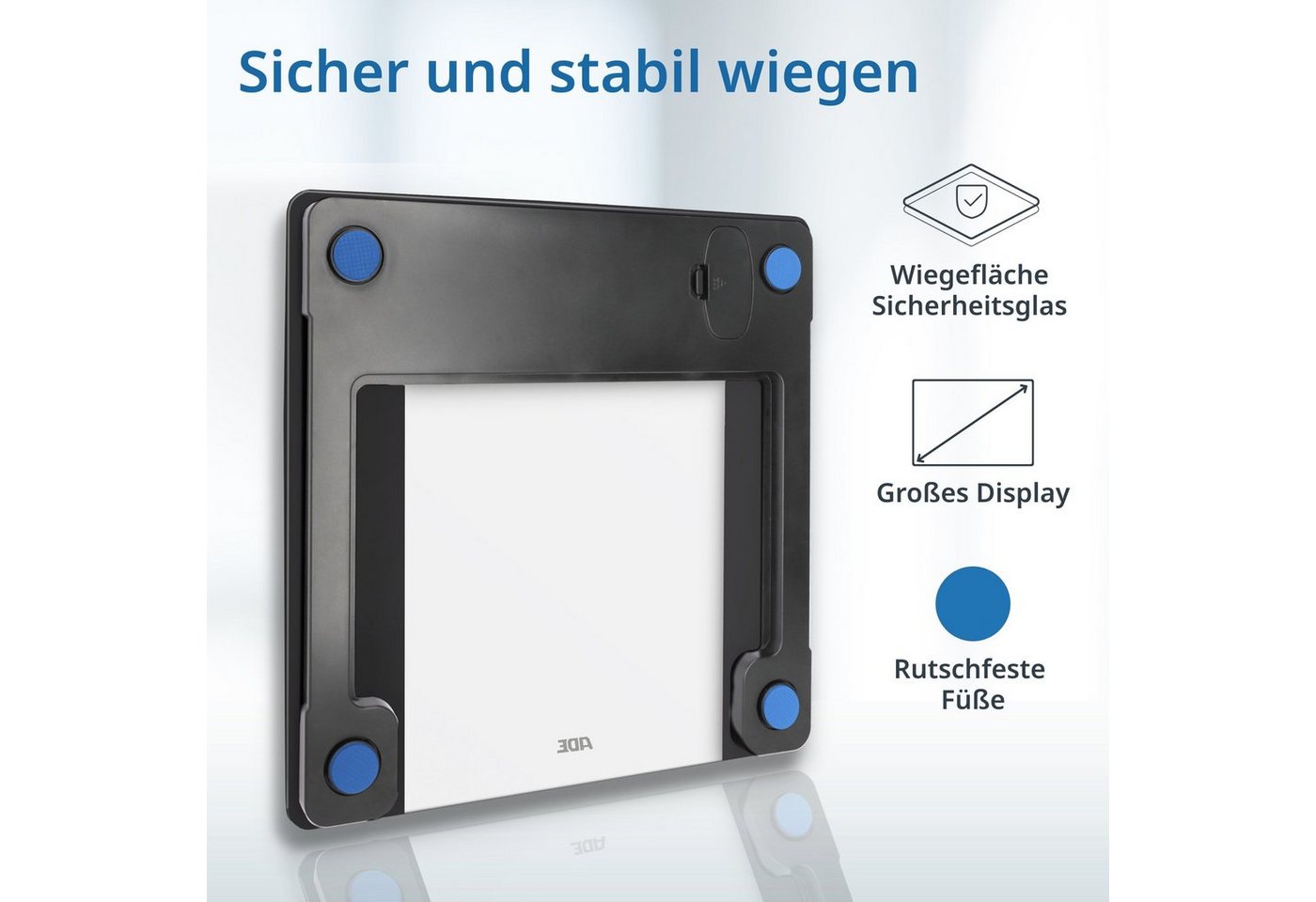 ADE Körper-Analyse-Waage Personenwaage digital Körperfettwaage Ines bis 200 kg, Körperwaage mit Körperfettanalyse, Testsieger Stiftung Warentest – Bild 5 von 5