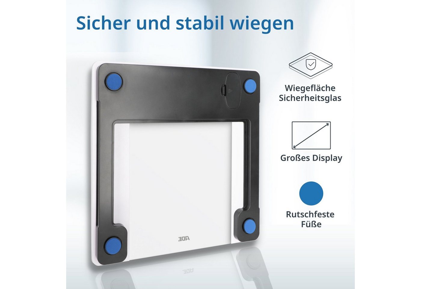 ADE Körper-Analyse-Waage Personenwaage digital Körperfettwaage Ines bis 200 kg, Körperwaage mit Körperfettanalyse, Testsieger Stiftung Warentest – Bild 5 von 5