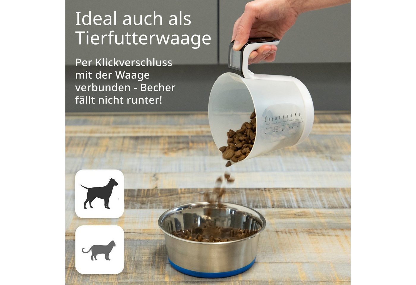 ADE Küchenwaage Messbecher-Waage mit Display im Griff, abnehmbarer Messbecher mit 1 Liter Fassungsvermögen – Bild 5 von 5