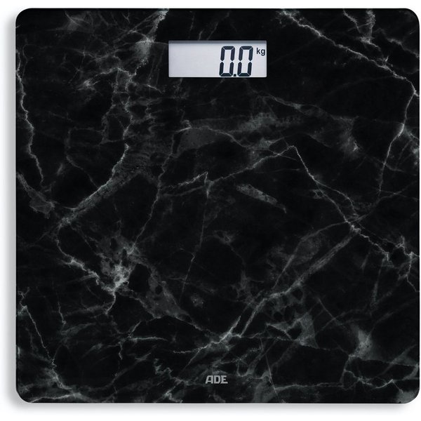 ADE Personenwaage Digitale Körperwaage mit großem Display, Wiegefläche aus Sicherheitsglas, auffällige Marmoroptik, bis 180kg