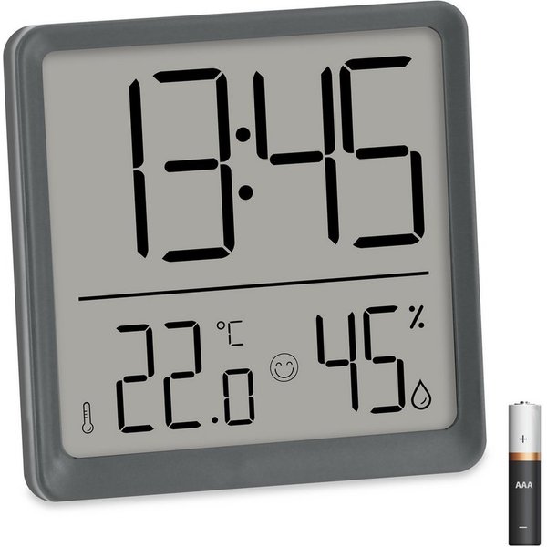 ADE Tischuhr Digitale Uhr mit Temperatur- und Luftfeuchtigkeitsanzeige mit Batterie, Wecker, Schlummerfunktion