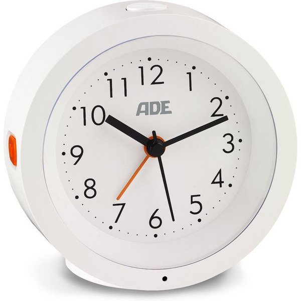 ADE Wecker Analoger Wecker ohne Ticken, geräuschlos mit automatischem Nachtlichtsensor, perfekt als Reisewecker