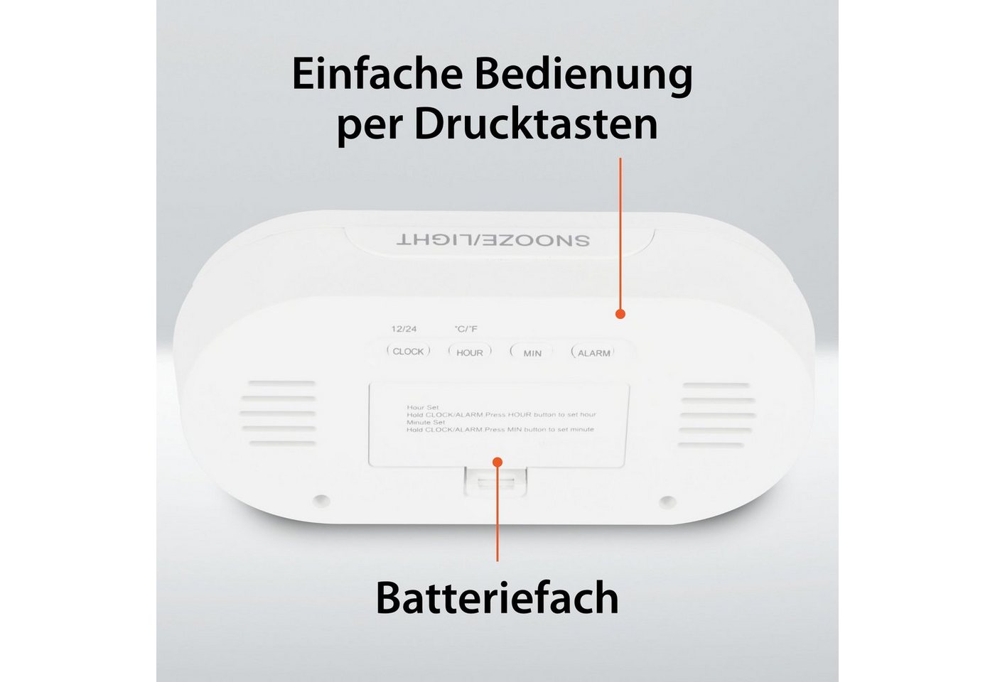 ADE Wecker digital mit Temperaturanzeige Schlummerfunktion, LCD-Display mit Hintergrundbeleuchtung – Bild 5 von 5