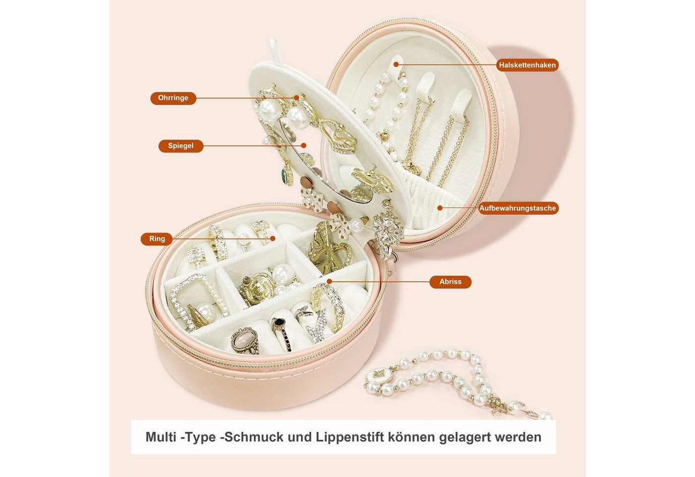 AdelDream Schmuckkasten Schmuckkästchen, Schmuck Organizer – Bild 3 von 5