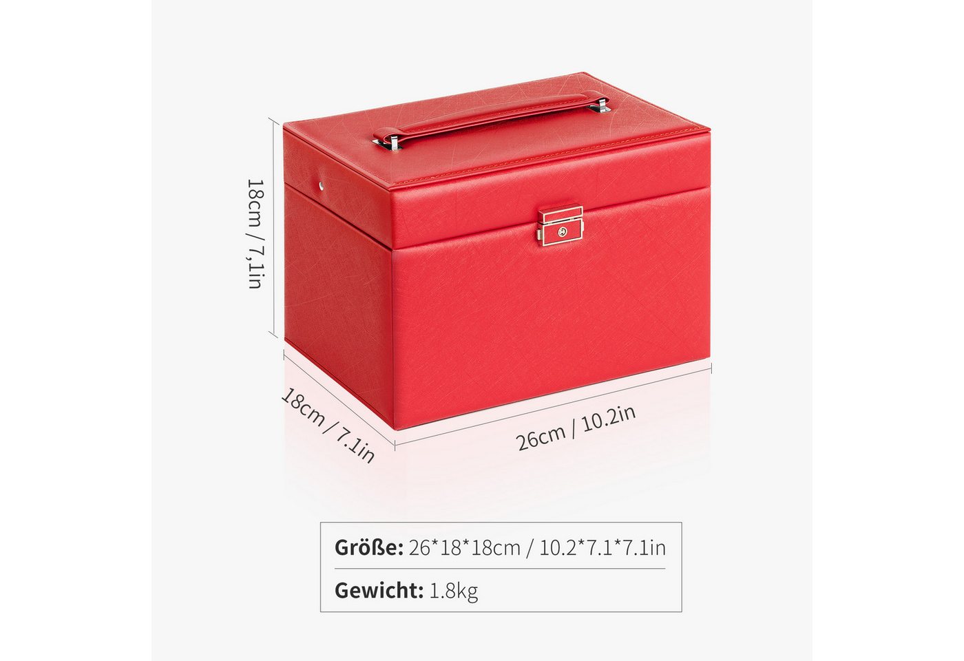 AdelDream Schmuckkasten YY-J06, Abschließbares Aufbewahrungsgehäuse und Stauraum Schubladen – Bild 2 von 5