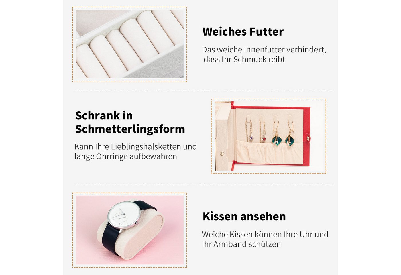 AdelDream Schmuckkasten YY-J06, Abschließbares Aufbewahrungsgehäuse und Stauraum Schubladen – Bild 5 von 5