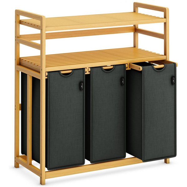 AdelDream Wäschekorb Wäschekorb 150L – 3 Fächer & 2 Regale