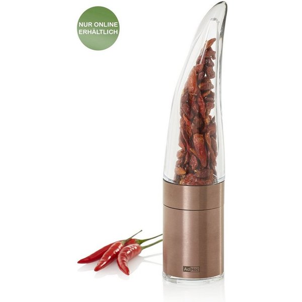 AdHoc Chilimühle Pepe - einzigartiges Designstück in Form einer Chilischote manuell, ideal für getrocknete Chilischoten