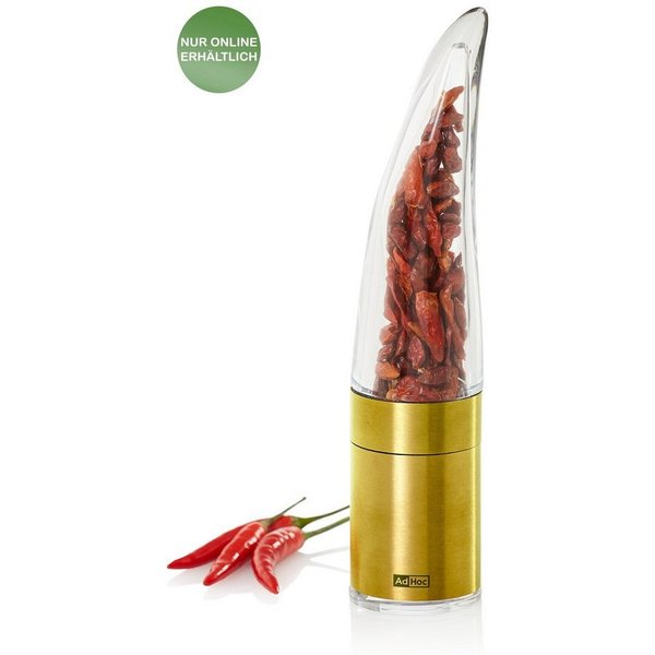 AdHoc Chilimühle Pepe - einzigartiges Designstück in Form einer Chilischote manuell, ideal für getrocknete Chilischoten