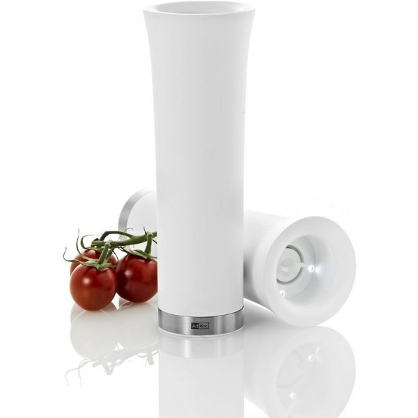 AdHoc Salz-/Pfeffermühle Kippmühle Milano elektrisch, (1 Stück), Hochwertiges Keramik-Mahlwerk, modernes Design, LED-Licht