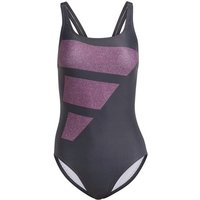 ADIDAS Damen Badeanzug Big Bars Graphic, Größe 36 in Grau
