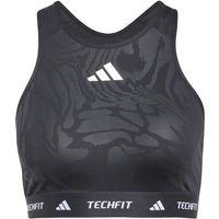 ADIDAS Damen BH TECHFIT Medium-Support High-Neck Print, Größe S/CD in Schwarz