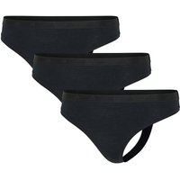 ADIDAS adidas Damen Strings, 3er Pack - Sport Active Essential, Low Rise Thong, Unterwäsche, Cotton Stretch, Logo, uni, Größe S in Schwarz