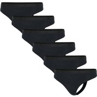 ADIDAS adidas Damen Strings, 6er Pack - Sport Active Essential, Low Rise Thong, Unterwäsche, Cotton Stretch, Logo, uni, Größe S in Schwarz