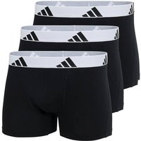 ADIDAS adidas Herren Boxershorts, 3er Pack - Trunks, Active Flex Cotton, Logo, einfarbig, Größe 2XL in Schwarz