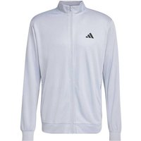 ADIDAS Herren Jacke WORKOUT ESSENTIALS ALL-SET 3-STREIFEN KNIT, Größe M in Silber
