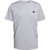 ADIDAS Herren Shirt TECH ESSENTIALS WORKOUT 3-STREIFEN, Größe L in Silber