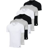ADIDAS adidas Herren T-Shirt, 6er Pack - V-Neck Shirt, Active Core Cotton, einfarbig, Größe L in Weiß