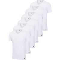 ADIDAS adidas Herren T-Shirt, 6er Pack - V-Neck Shirt, Active Core Cotton, einfarbig, Größe S in Weiß