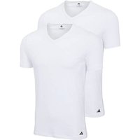 ADIDAS adidas Herren T-Shirts, 2er Pack - V-Neck Shirt Active Flex Cotton, einfarbig, Größe S in Weiß
