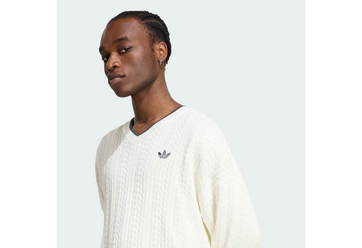 adidas Originals Sweatshirt PULLOVER, GESTRICKT, V-AUSSCHNITT, ZOPFMUSTER (1-tlg) – Bild 4 von 5
