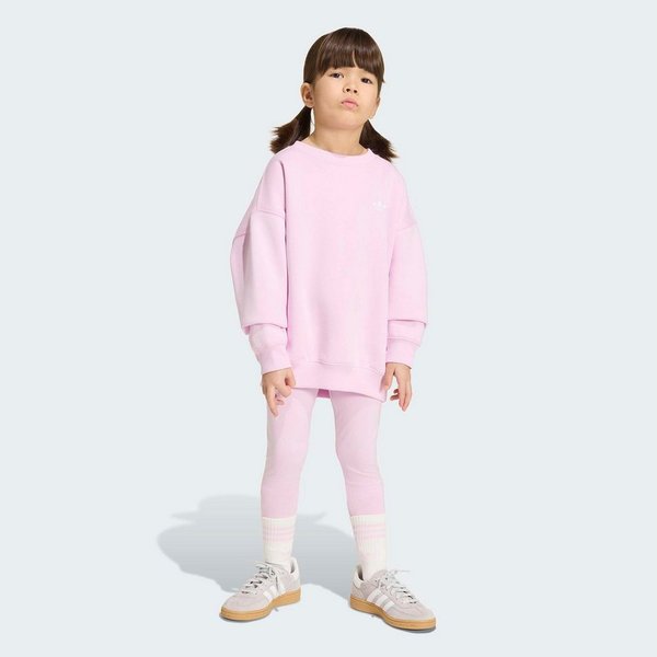adidas Originals Trainingsanzug OVERSIZE SET RUNDHALSAUSSCHNITT LEGGINGS (2-tlg), für Kinder, 2-teilig, aus Baumwolle und Polyester
