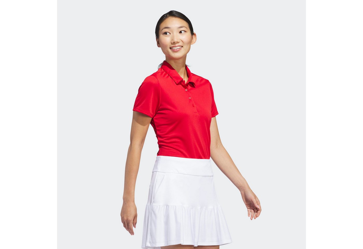 adidas Performance Poloshirt SOLID PERFORMANCE SLEEVE FÜR DAMEN mit Druckknopfverschluss, aus Polyester, leichtes Pikeematerial – Bild 2 von 5
