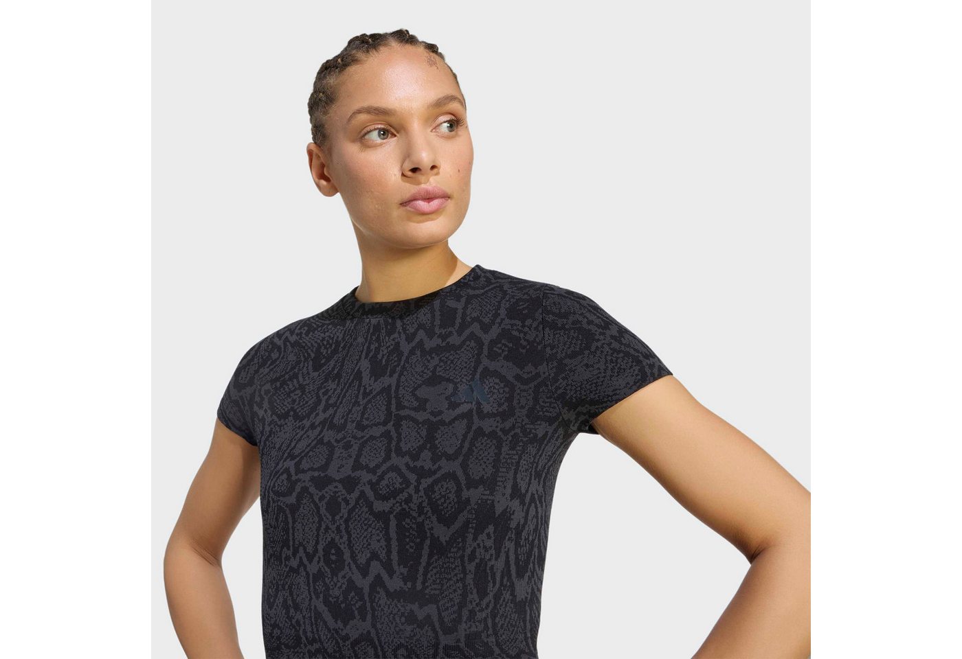 adidas Performance T-Shirt WORKOUT ESSENTIALS KNIT SNAKE mit nahtloser Knit-Konstruktion, körperkonturierende Linien – Bild 4 von 5