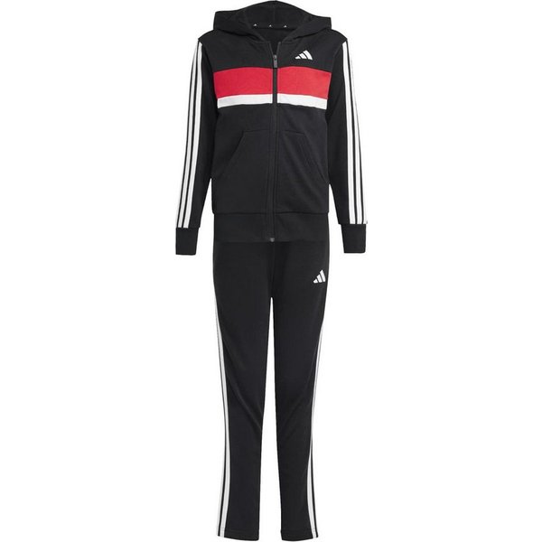 adidas Performance Trainingsanzug Seasonal Essentials Tiberio 3-Streifen schwarz/weiss/rot Jungen
