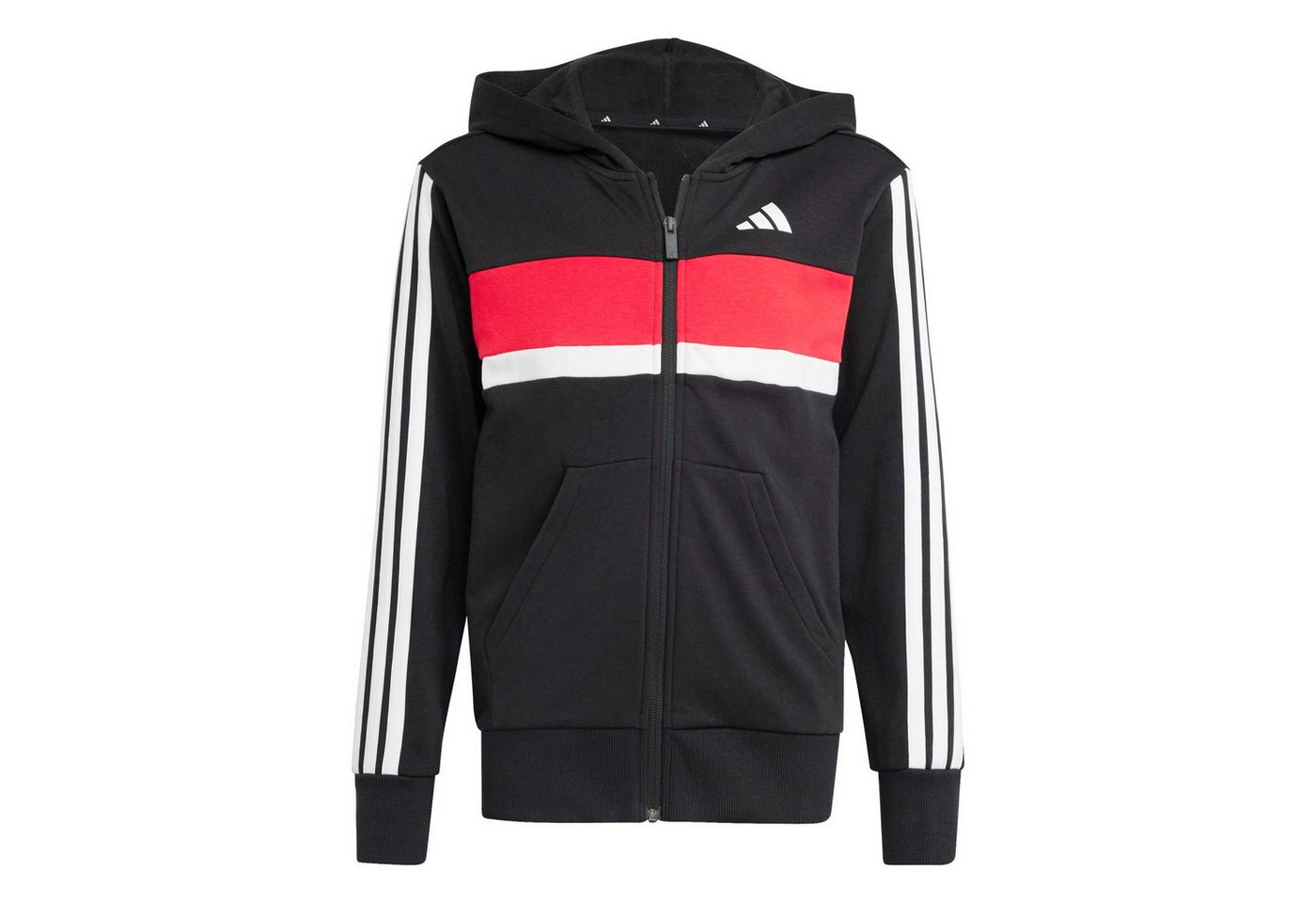 adidas Performance Trainingsanzug Seasonal Essentials Tiberio 3-Streifen schwarz/weiss/rot Jungen – Bild 2 von 5