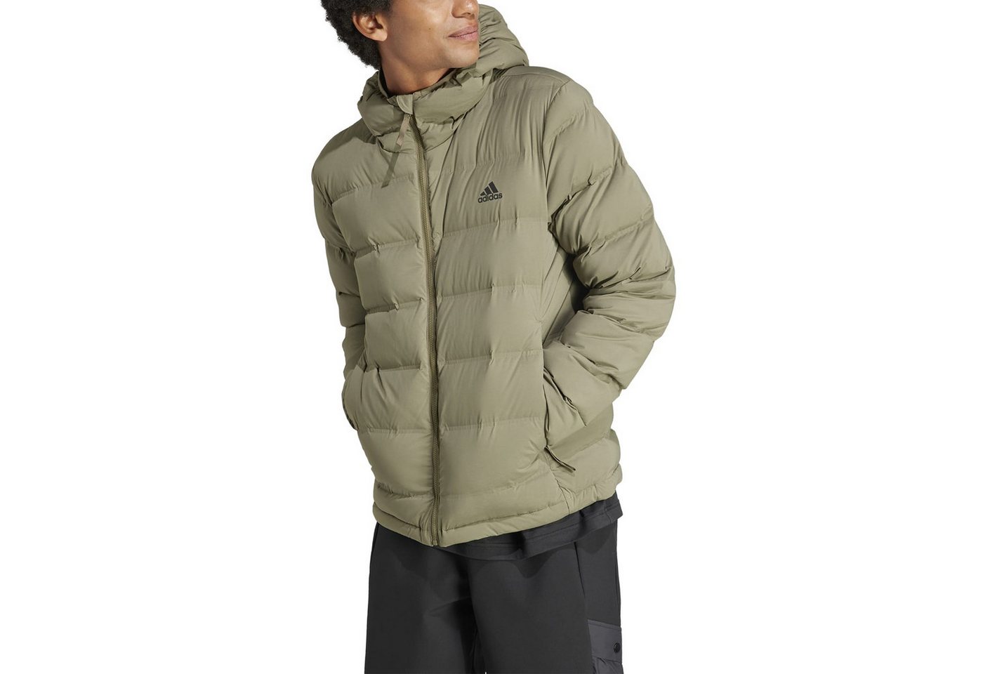adidas Performance Winterjacke Winter-Daunenjacke Helionic Stretch Hooded (wasserabweisend) olivegrün – Bild 4 von 5