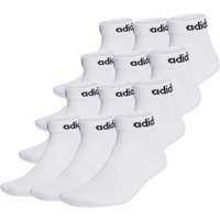 ADIDAS adidas Unisex Quarter Socken, 12er Pack - Linear Cushioned Ankle, Logo, gepolstert, einfarbig, Größe 43-45 in Weiß