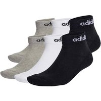 ADIDAS adidas Unisex Quarter Socken, 6er Pack - Linear Cushioned Ankle, Logo, gepolstert, einfarbig, Größe 37-39 in Schwarz