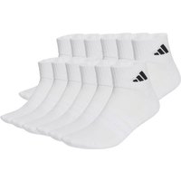 ADIDAS adidas Unisex Quarter Socken, 12er Pack - Cushioned Essentials Ankle Socks, Logo, gepolstert, einfarbig, Größe 43-45 in Weiß