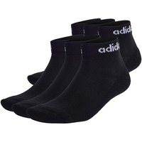 ADIDAS adidas Unisex Quarter Socken, 6er Pack - Linear Cushioned Ankle, Logo, gepolstert, einfarbig, Größe 40-42 in Schwarz
