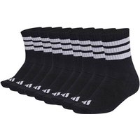 ADIDAS adidas Unisex Quartersocken, 9er Pack - 3-Stripes Cushioned Sportswear Mid-Cut Socks, Logo, Streifen, gepolstert, Größe 43-45 in Schwarz