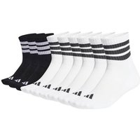 ADIDAS adidas Unisex Quartersocken, 9er Pack - 3-Stripes Cushioned Sportswear Mid-Cut Socks, Logo, Streifen, gepolstert, Größe 46-48 in Schwarz