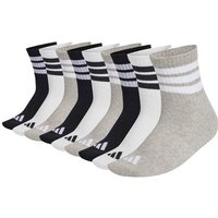 ADIDAS adidas Unisex Quartersocken, 9er Pack - 3-Stripes Cushioned Sportswear Mid-Cut Socks, Logo, Streifen, gepolstert, Größe 43-45 in Schwarz