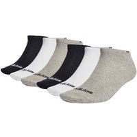 ADIDAS adidas Unisex Sneakersocken, 6er Pack - Thin Linear Low-Cut, dünne Socken, Logo, einfarbig, Größe 46-48 in Schwarz