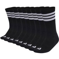ADIDAS adidas Unisex Socken, 9er Pack - 3-Stripes Cushioned Sportswear Crew Socks, Logo, Streifen, gepolstert, Größe 46-48 in Schwarz