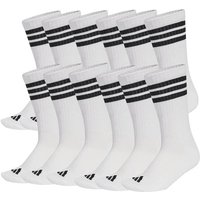 ADIDAS adidas Unisex Socken, 12er Pack - 3-Stripes Essentials Cushioned Crew, Logo, Streifen, gepolstert, Größe 40-42 in Weiß