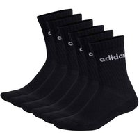 ADIDAS adidas Unisex Socken, 6er Pack - Linear Crew Cushioned, Logo, gepolstert, einfarbig, Größe 46-48 in Schwarz