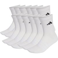 ADIDAS adidas Unisex Socken, 12er Pack - Cushioned Crew Socks, Logo, gepolstert, einfarbig, Größe 40-42 in Weiß