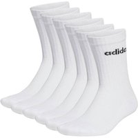 ADIDAS adidas Unisex Socken, 6er Pack - Linear Crew Cushioned, Logo, gepolstert, einfarbig, Größe 46-48 in Weiß